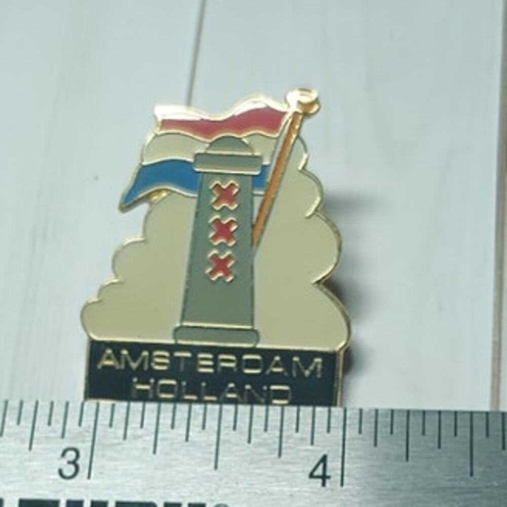 Amsterdam Holland Netherlands Lighthouse Flag Travel Souvenir Lapel Pin